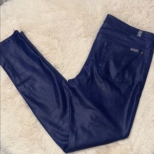 7 for all Mankind Women's Blue “suede” skinny pants/jeans